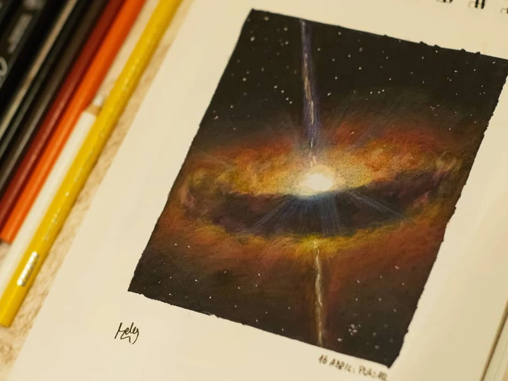 dibujo en prismacolor de astronomía